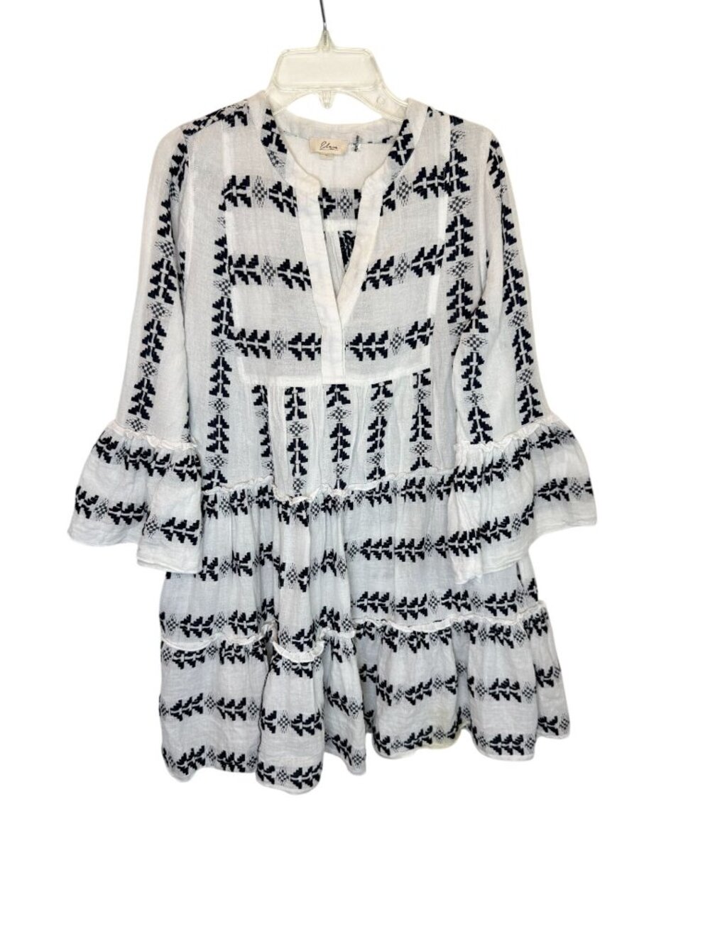 Elan Grecian Arrow Print cover-up dress Black white- size S